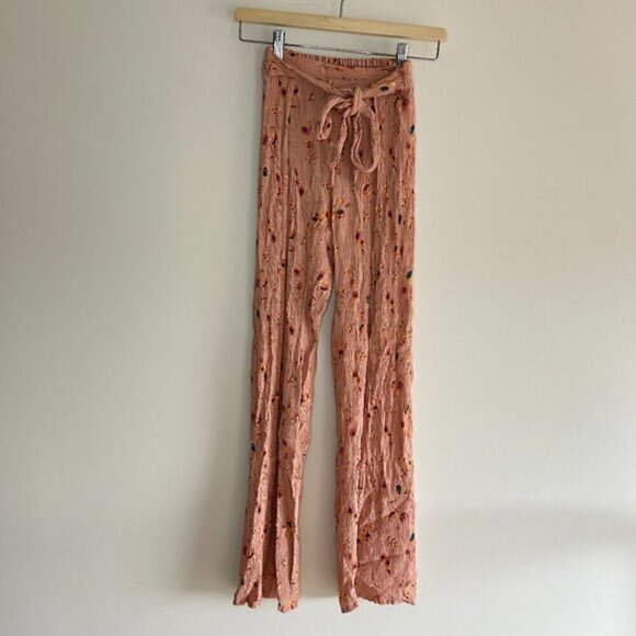 Faithfull the Brand Pants Tiki Tiki Wide Leg Floral Pants Pink Size XS - Picture 3 of 8